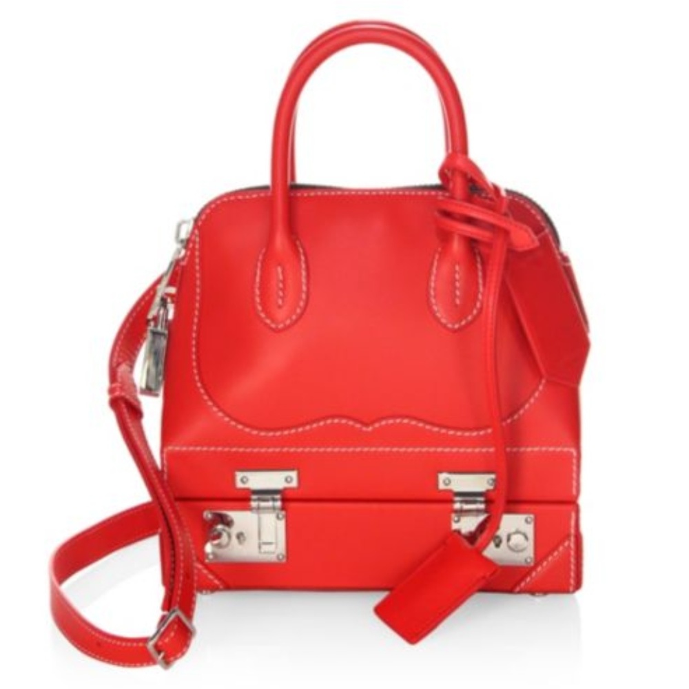 CALVIN KLEIN Mini Bugatti Leather Satchel Red NWT